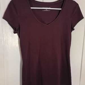 Ann Taylor Women's V-Neck Top - Burgundy